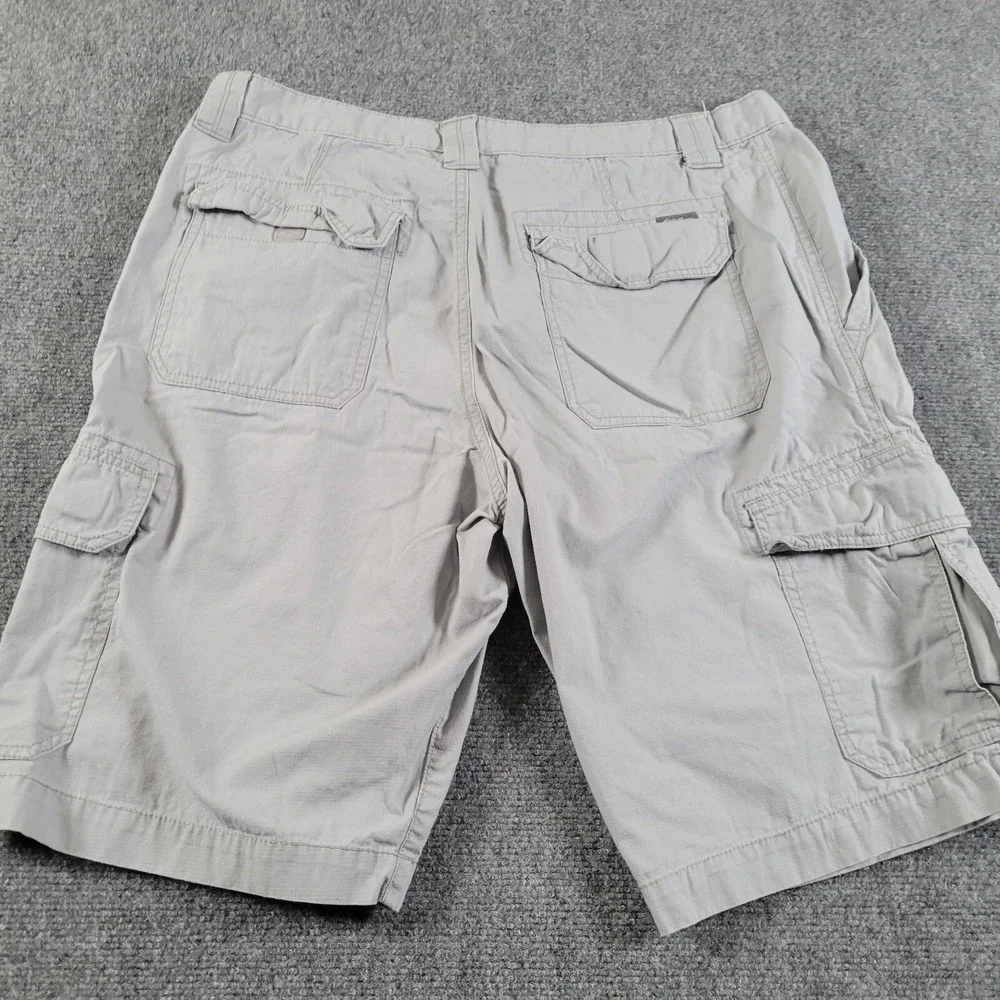 Eddie Bauer Cargo Shorts Mens 35 Rip Stop Specially Dyed Gray Cotton - Picture 2 of 9